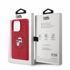 Karl Lagerfeld silikoninis MagSafe dėklas iPhone 15 Pro – raudonas