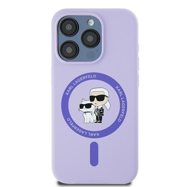 Karl Lagerfeld silikoninis MagSafe dėklas iPhone 15 Pro – violetinis