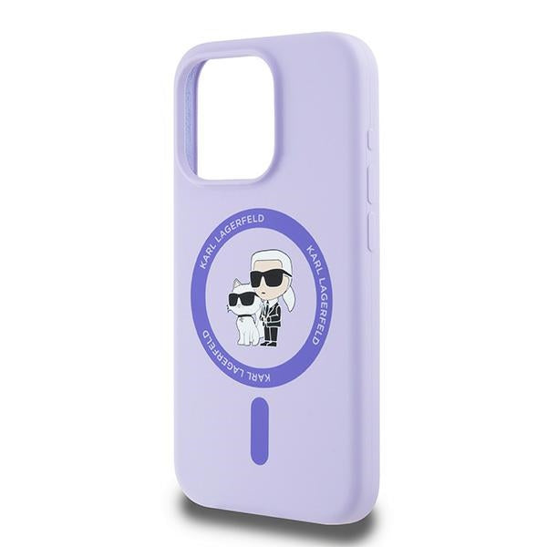 Karl Lagerfeld silikoninis MagSafe dėklas iPhone 15 Pro – violetinis