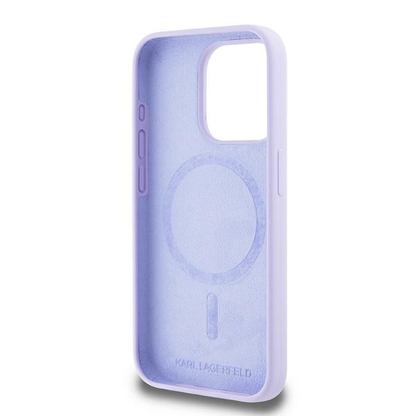 Karl Lagerfeld silikoninis MagSafe dėklas iPhone 15 Pro – violetinis