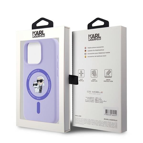 Karl Lagerfeld silikoninis MagSafe dėklas iPhone 15 Pro – violetinis