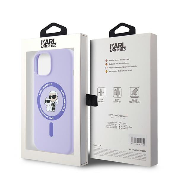 Karl Lagerfeld MagSafe dėklas iPhone 15 – violetinis