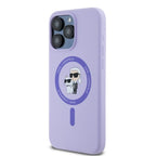 Karl Lagerfeld silikoninis MagSafe dėklas iPhone 15 Pro Max – violetinis
