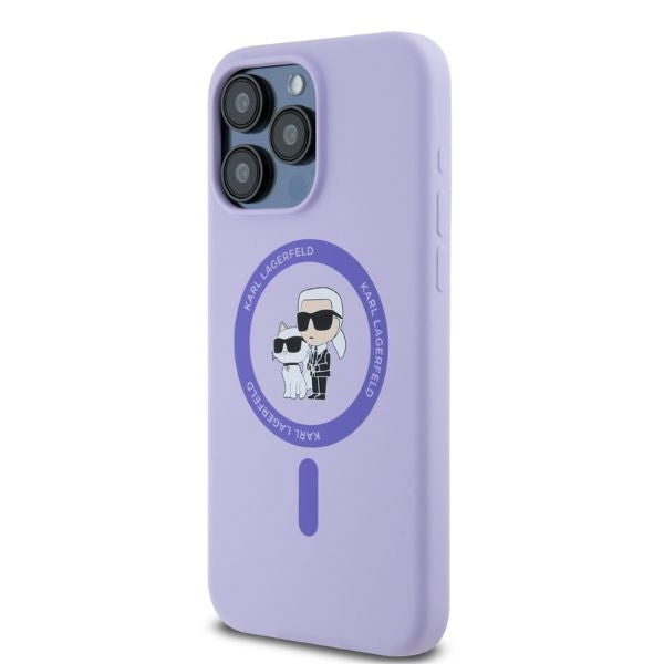 Karl Lagerfeld silikoninis MagSafe dėklas iPhone 15 Pro Max – violetinis
