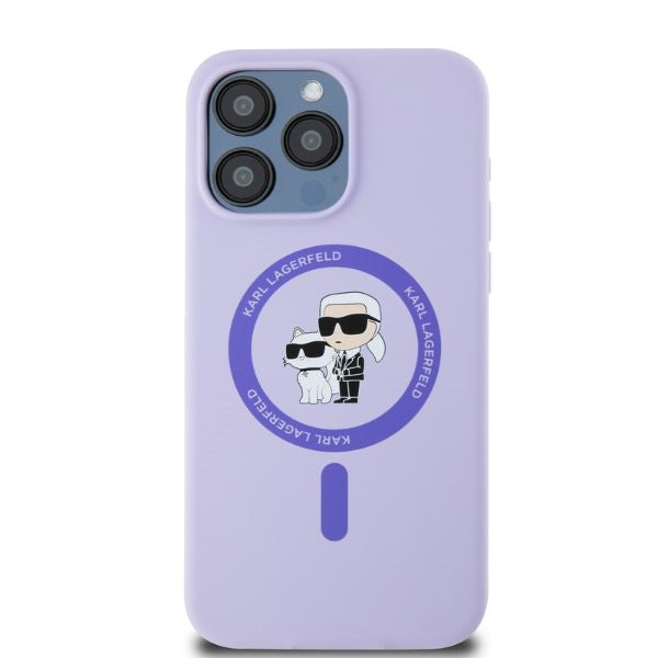 Karl Lagerfeld silikoninis MagSafe dėklas iPhone 15 Pro Max – violetinis
