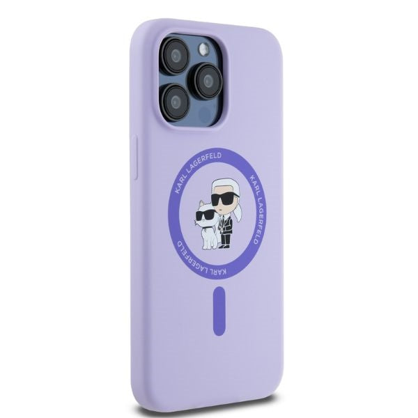 Karl Lagerfeld silikoninis MagSafe dėklas iPhone 15 Pro Max – violetinis