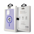 Karl Lagerfeld silikoninis MagSafe dėklas iPhone 15 Pro Max – violetinis