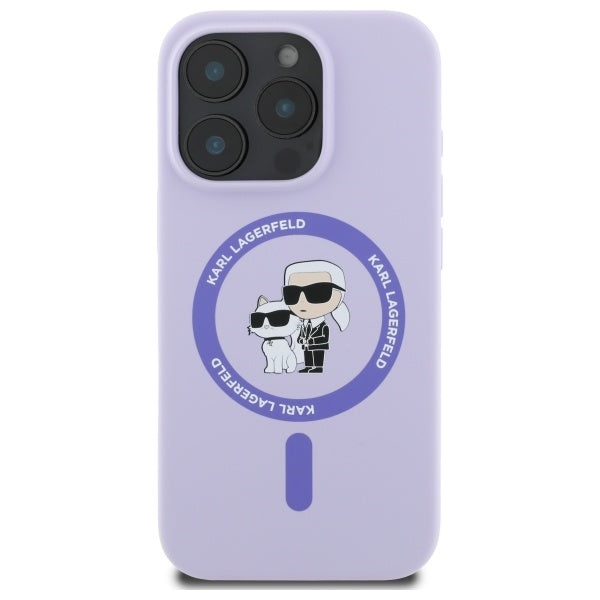 Karl Lagerfeld silikoninis MagSafe dėklas iPhone 16 Pro – violetinis