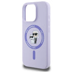 Karl Lagerfeld silikoninis MagSafe dėklas iPhone 16 Pro – violetinis