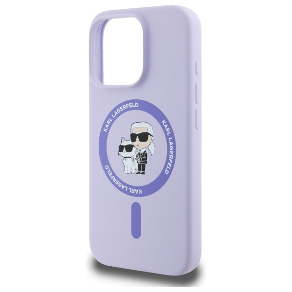 Karl Lagerfeld silikoninis MagSafe dėklas iPhone 16 Pro – violetinis