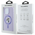 Karl Lagerfeld silikoninis MagSafe dėklas iPhone 16 Pro – violetinis