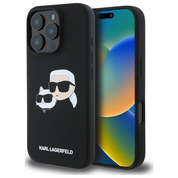 Karl Lagerfeld silikoninis MagSafe dėklas iPhone 16 Pro – juodas -- iPhone 16 Pro