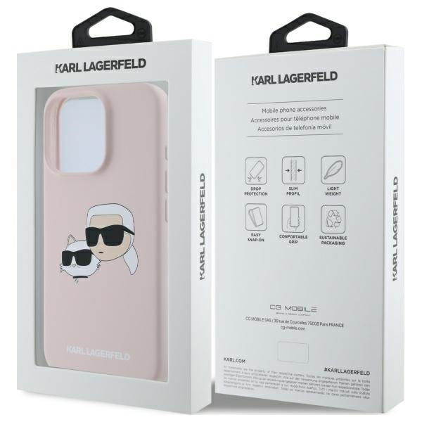 Karl Lagerfeld MagSafe dėklas iPhone 16 Pro – rožinis