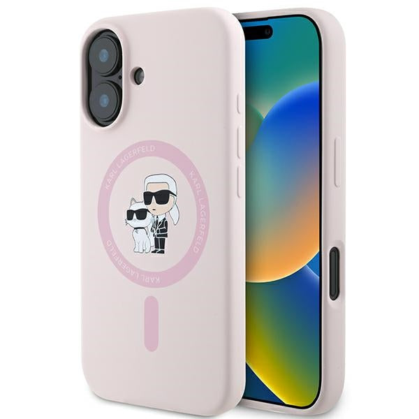 Karl Lagerfeld silikoninis MagSafe dėklas iPhone 16 Plus – rožinis