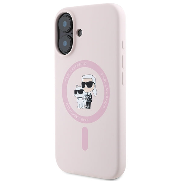 Karl Lagerfeld silikoninis MagSafe dėklas iPhone 16 Plus – rožinis