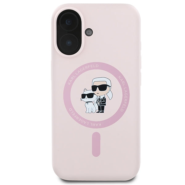 Karl Lagerfeld silikoninis MagSafe dėklas iPhone 16 Plus – rožinis