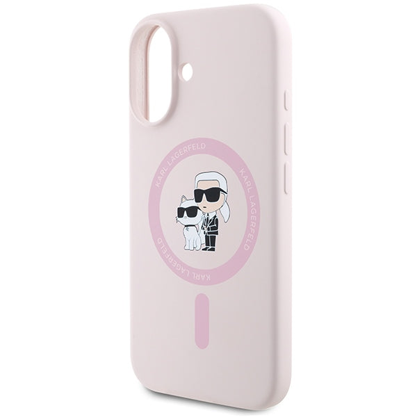 Karl Lagerfeld silikoninis MagSafe dėklas iPhone 16 Plus – rožinis