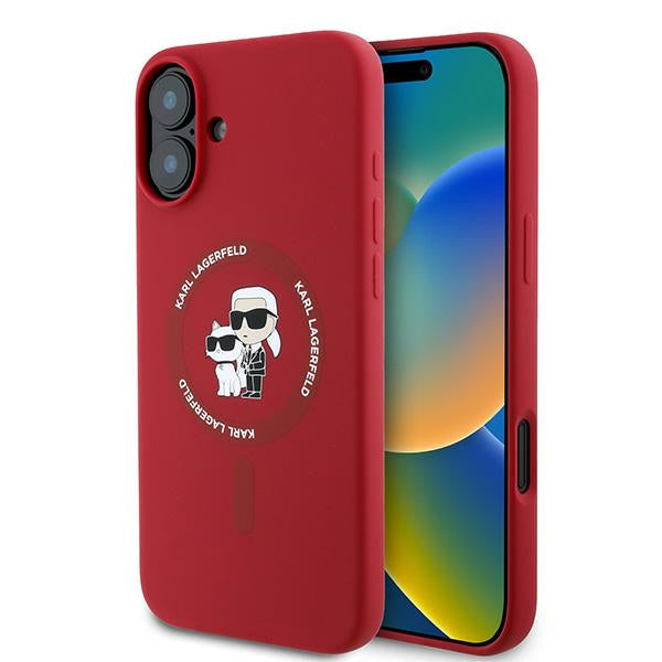 Karl Lagerfeld MagSafe dėklas iPhone 16 Plus – raudonas