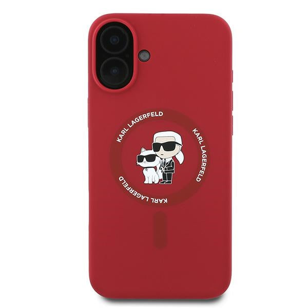 Karl Lagerfeld MagSafe dėklas iPhone 16 Plus – raudonas
