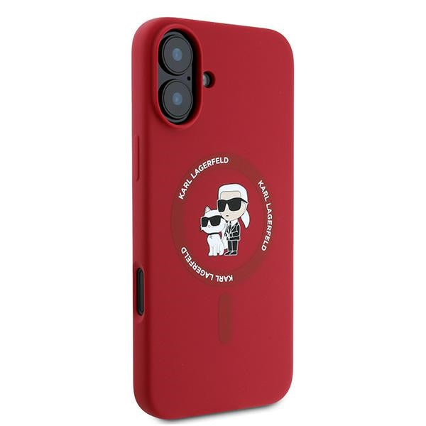 Karl Lagerfeld MagSafe dėklas iPhone 16 Plus – raudonas