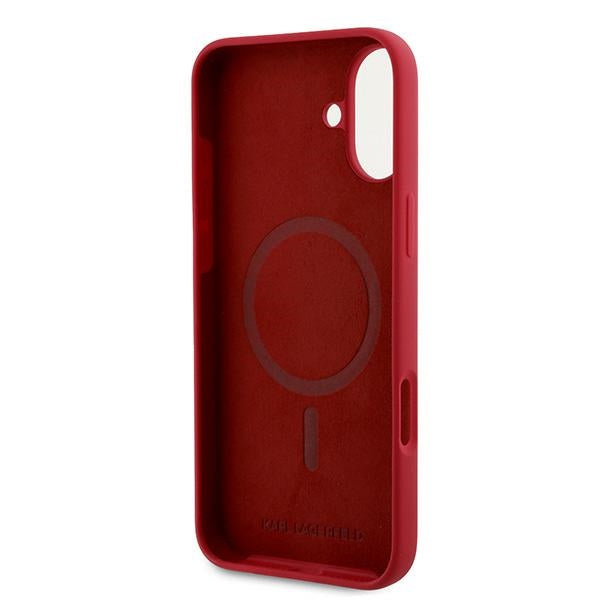 Karl Lagerfeld MagSafe dėklas iPhone 16 Plus – raudonas