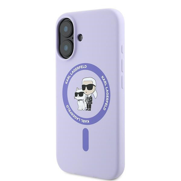 Karl Lagerfeld silikoninis MagSafe dėklas iPhone 16 Plus – violetinis