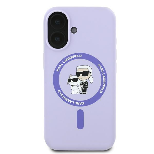 Karl Lagerfeld silikoninis MagSafe dėklas iPhone 16 Plus – violetinis