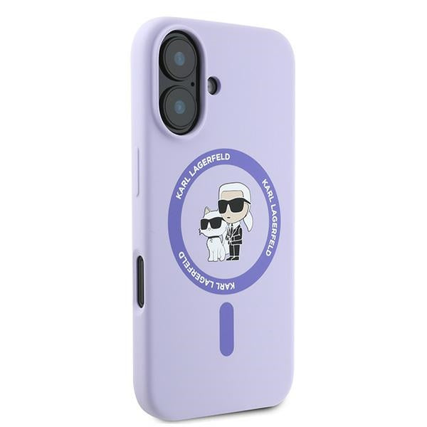 Karl Lagerfeld silikoninis MagSafe dėklas iPhone 16 Plus – violetinis