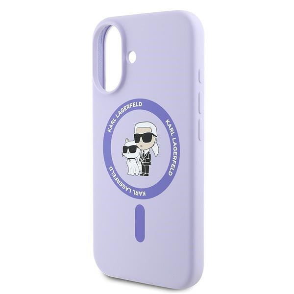 Karl Lagerfeld silikoninis MagSafe dėklas iPhone 16 Plus – violetinis