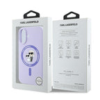 Karl Lagerfeld silikoninis MagSafe dėklas iPhone 16 Plus – violetinis