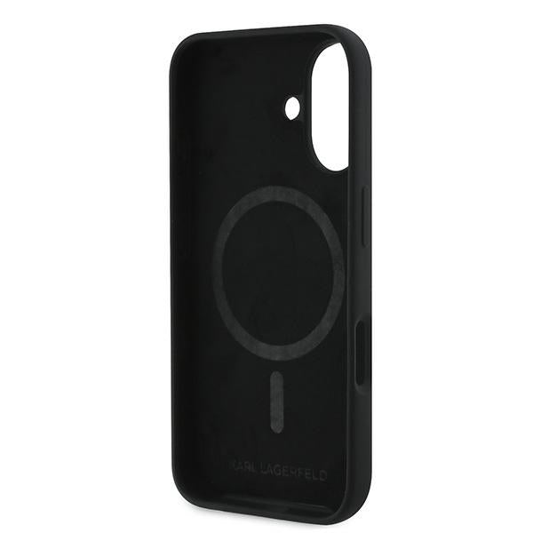 Karl Lagerfeld silikoninis MagSafe dėklas iPhone 16 Plus – juodas -- iPhone 16 Plus