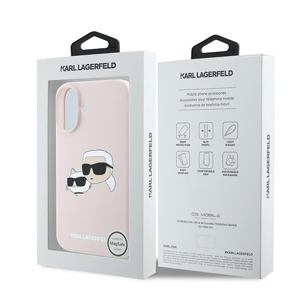 Karl Lagerfeld MagSafe dėklas iPhone 16 Plus – rožinis