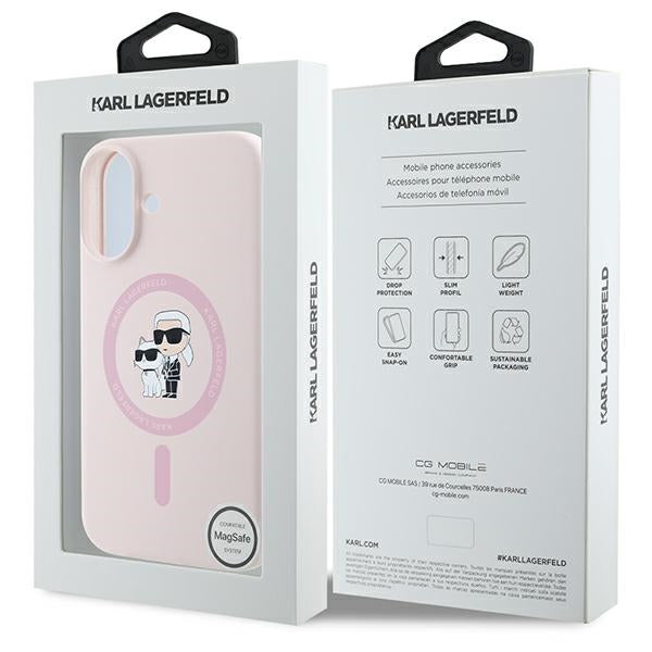 Karl Lagerfeld silikoninis MagSafe dėklas iPhone 16 – rožinis