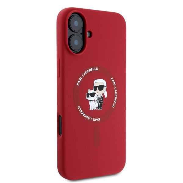Karl Lagerfeld silikoninis MagSafe dėklas iPhone 16 – raudonas