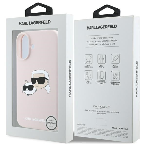 Karl Lagerfeld silikoninis MagSafe dėklas iPhone 16 – rožinis