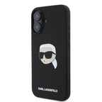 Karl Lagerfeld silikoninis MagSafe dėklas iPhone 16 – juodas