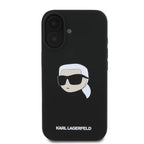 Karl Lagerfeld silikoninis MagSafe dėklas iPhone 16 – juodas
