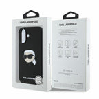 Karl Lagerfeld silikoninis MagSafe dėklas iPhone 16 – juodas
