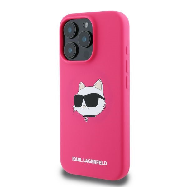 Karl Lagerfeld silikoninis MagSafe dėklas iPhone 16 Pro Max – fuksija