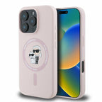 Karl Lagerfeld silikoninis MagSafe dėklas iPhone 16 Pro Max – rožinis