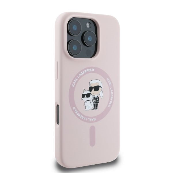 Karl Lagerfeld silikoninis MagSafe dėklas iPhone 16 Pro Max – rožinis