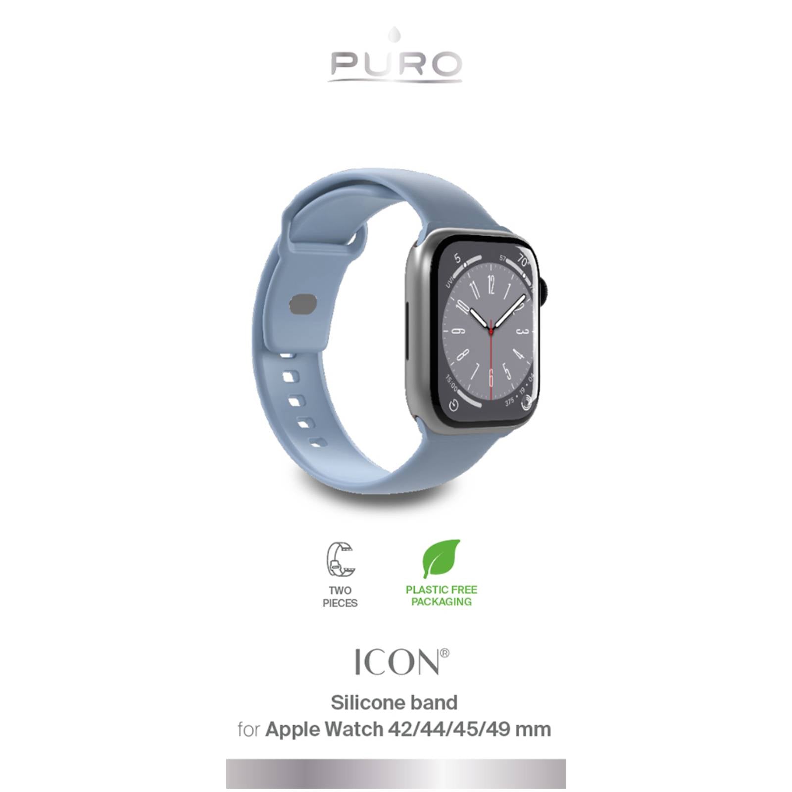 Puro Icon silikoninis dirželis Apple Watch 38 / 40 / 41 mm - šviesiai mėlynas (2 vnt.) -- Apple Watch
