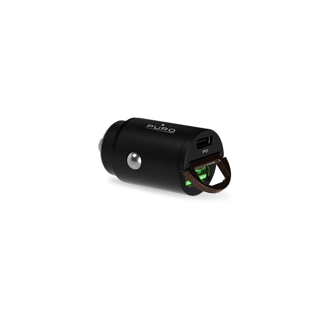 Puro Mini 30W Power Delivery USB-C USB-A automobilinis įkroviklis - juodas
