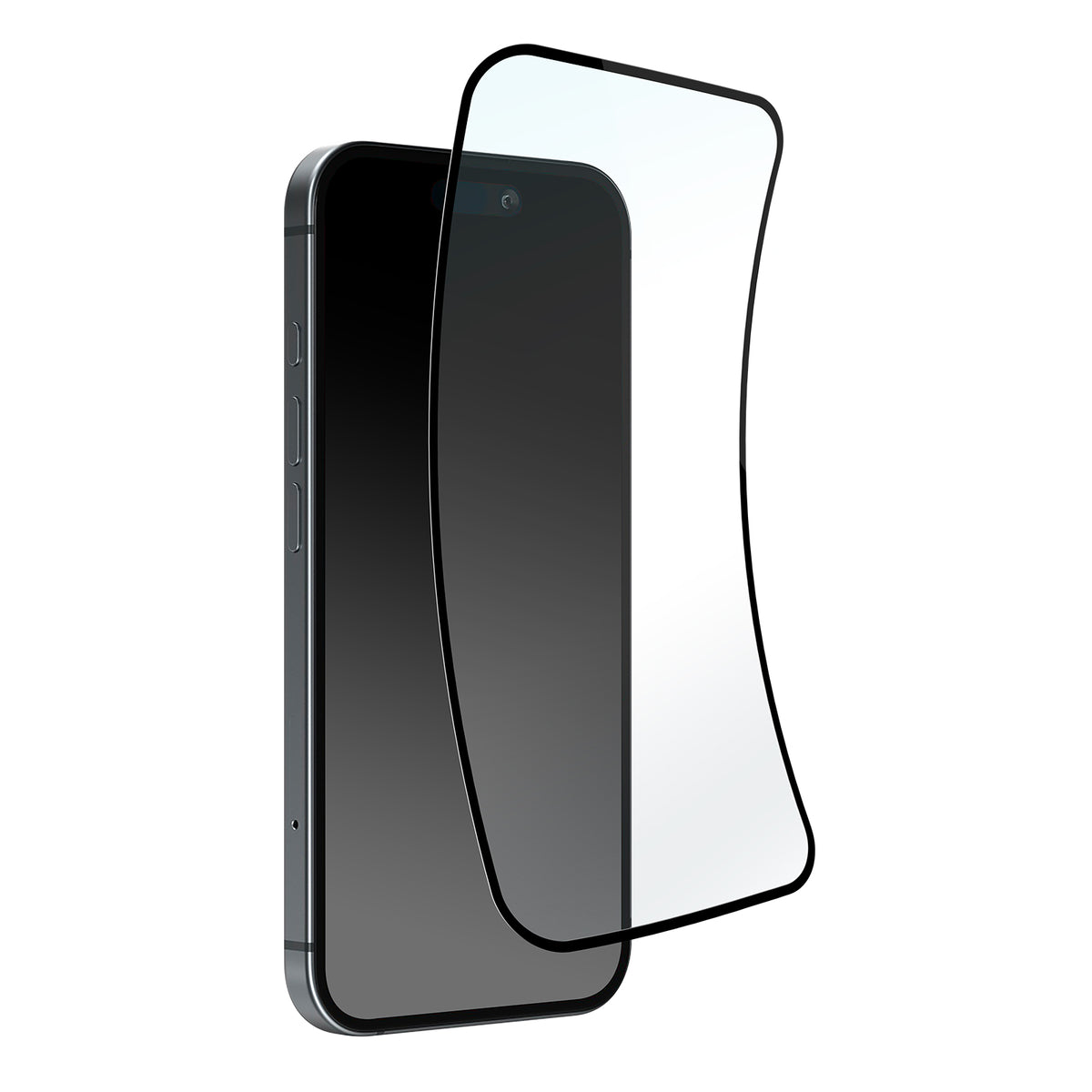 Puro D3O hibridinis stiklas iPhone 16/15/15 Pro – juodas rėmelis