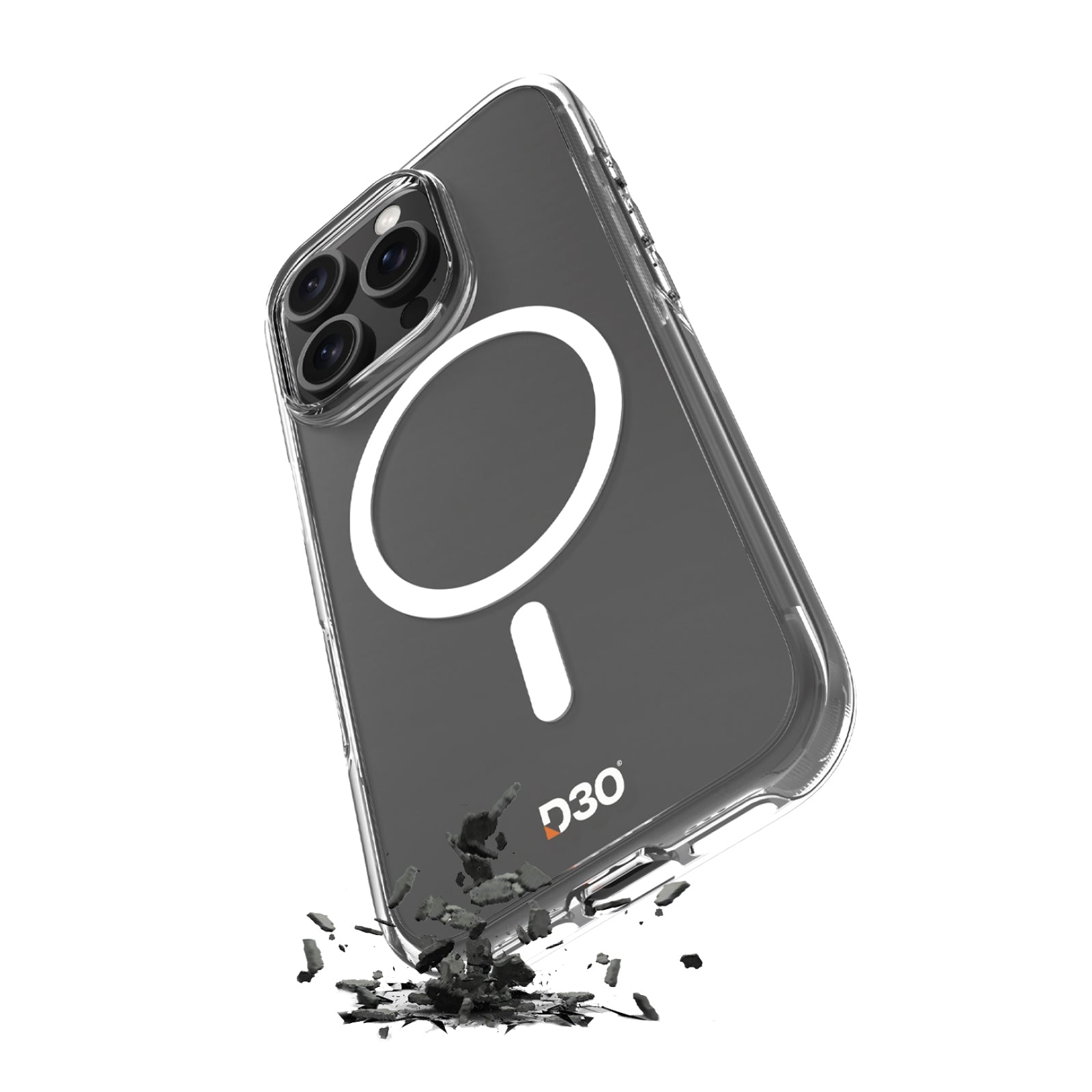 Skaidrus MagSafe dėklas iPhone 16 Pro su D3O Bio (Puro)