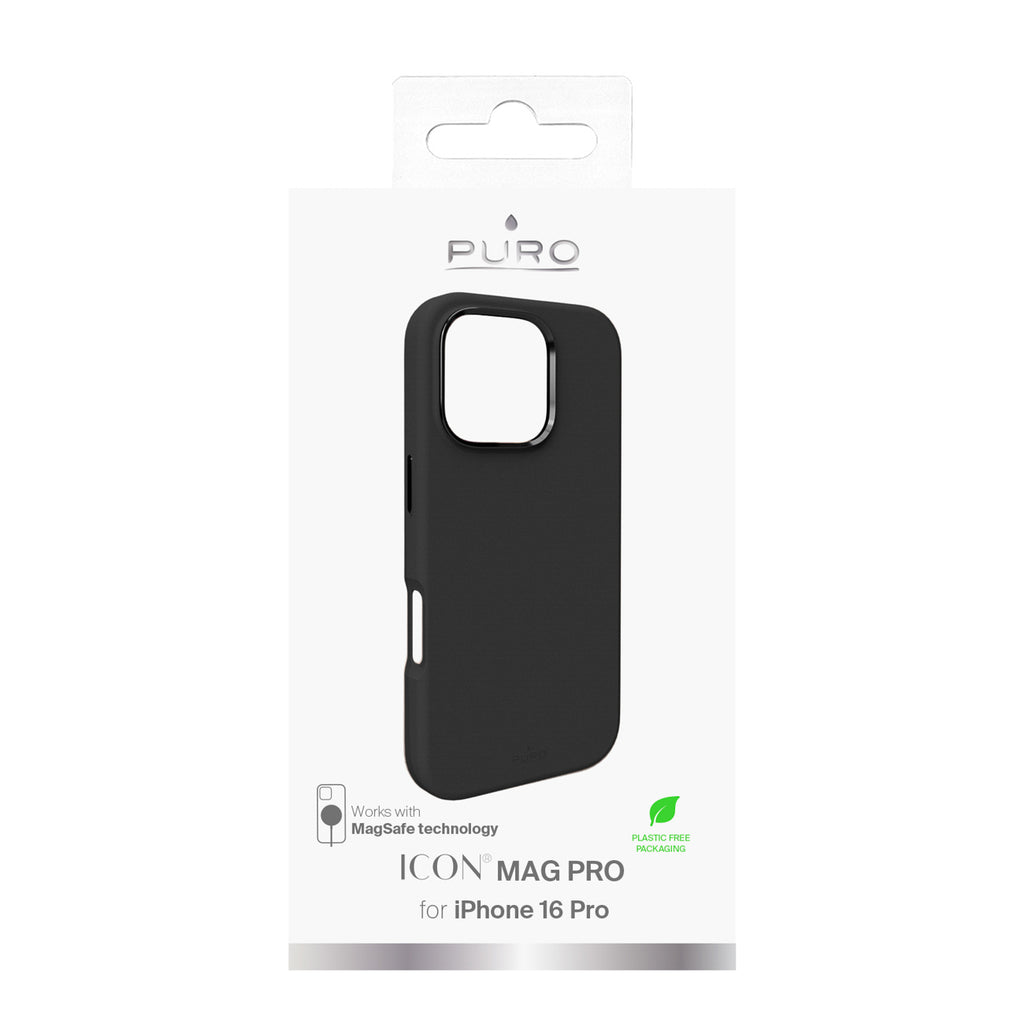 Puro Icon Mag Pro MagSafe silikoninis dėklas skirtas iPhone 16 Pro - juodas -- iPhone 16 Pro