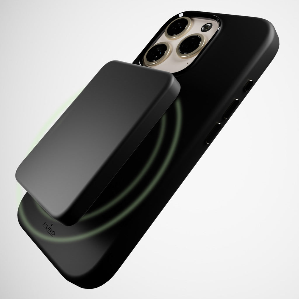 Puro Icon Mag Pro MagSafe silikoninis dėklas skirtas iPhone 16 Pro - juodas -- iPhone 16 Pro