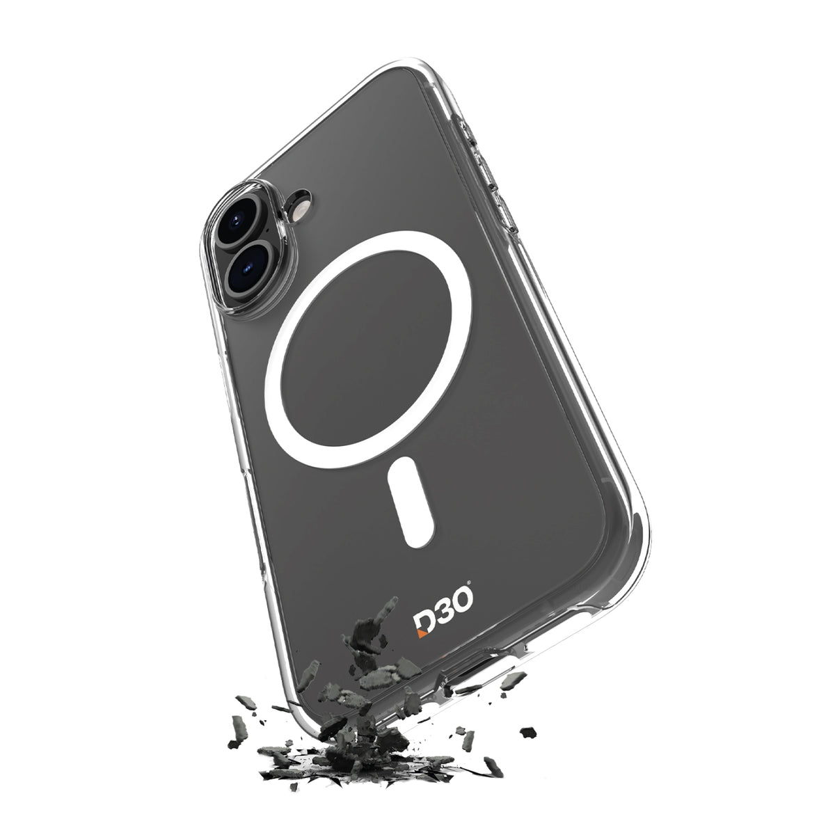 Skaidrus MagSafe dėklas iPhone 16 su D3O Bio