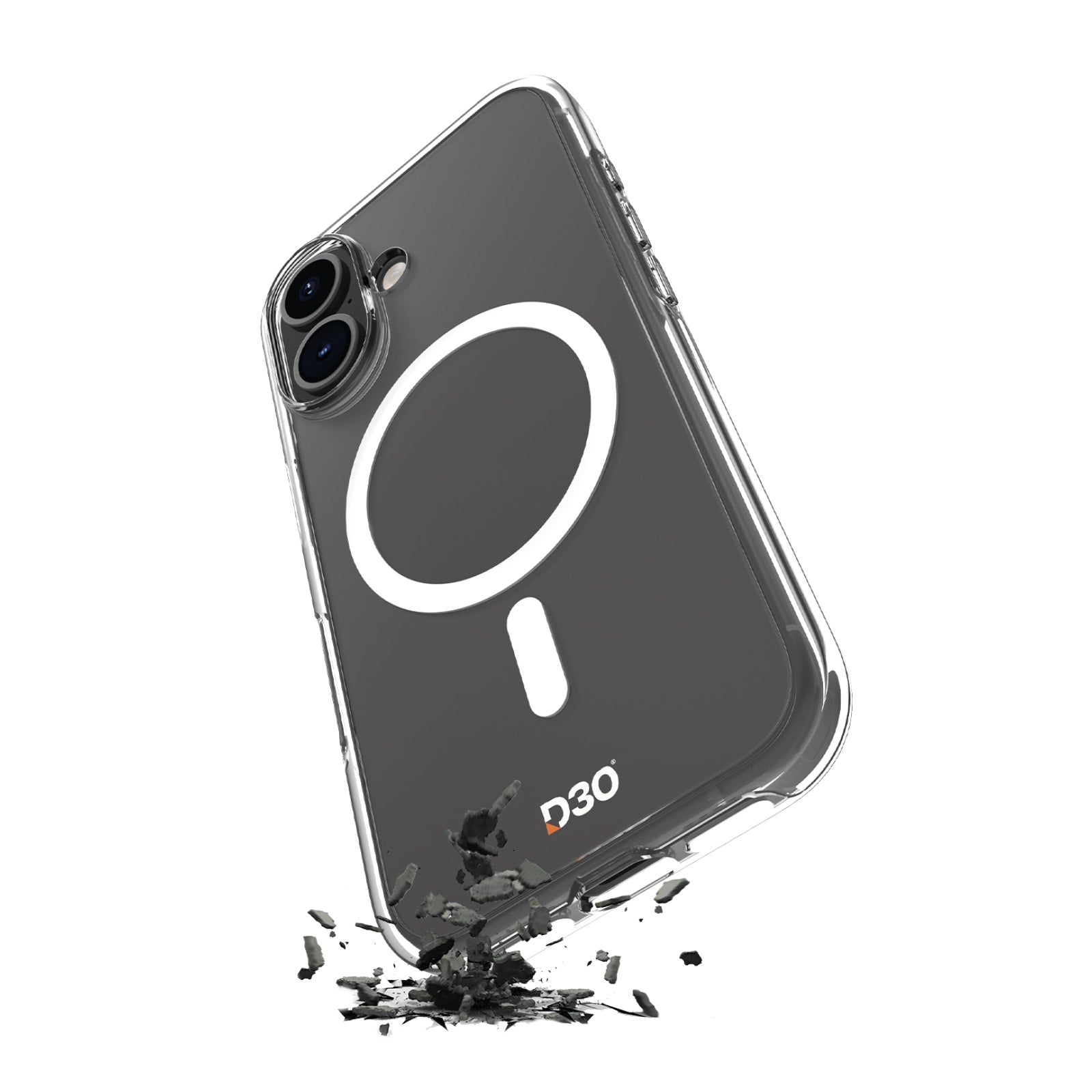 Skaidrus MagSafe dėklas iPhone 16 su D3O Bio
