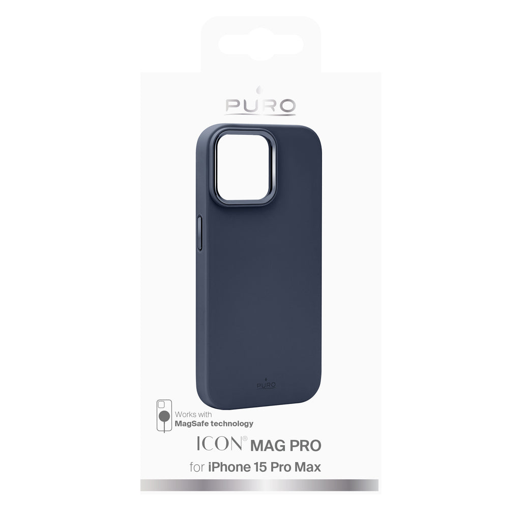 Puro Icon Mag Pro MagSafe Silikoninė dėžutė iPhone 15 Pro Max - Tamsiai mėlyna -- iPhone 15 Pro Max